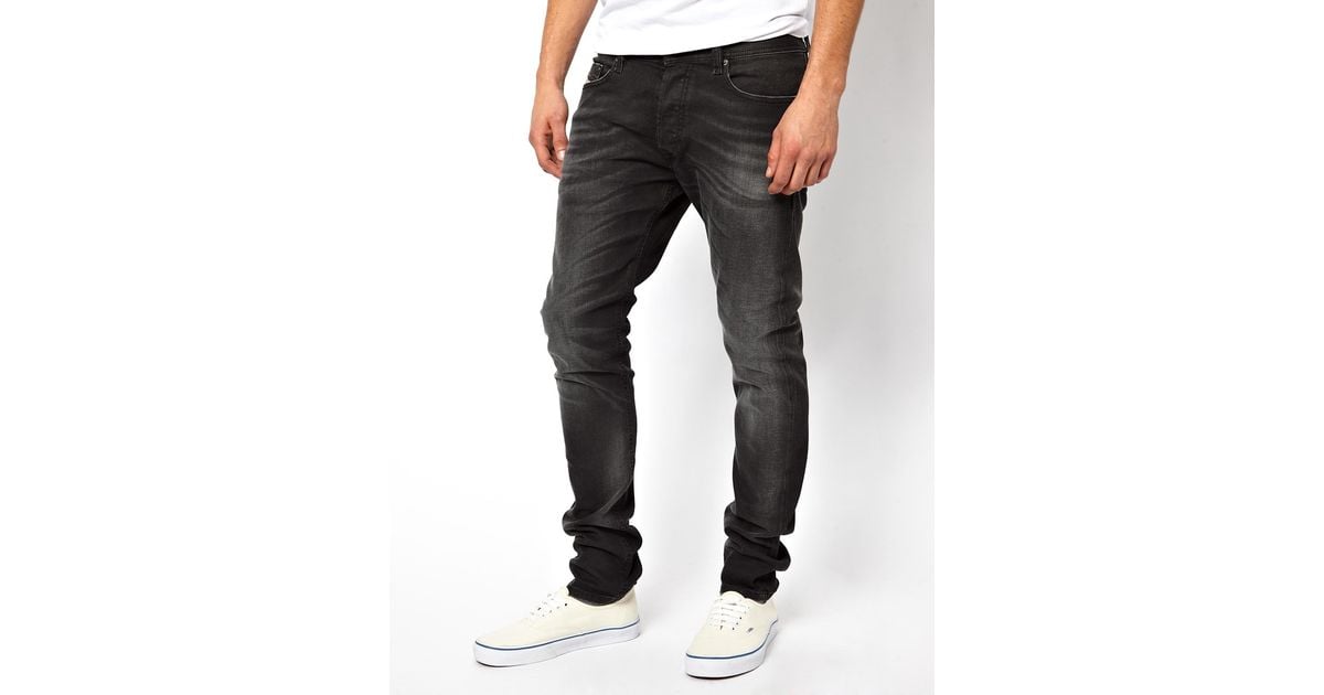 DIESEL Jeans Tepphar 822r Skinny Fit Washed Black for Men Lyst