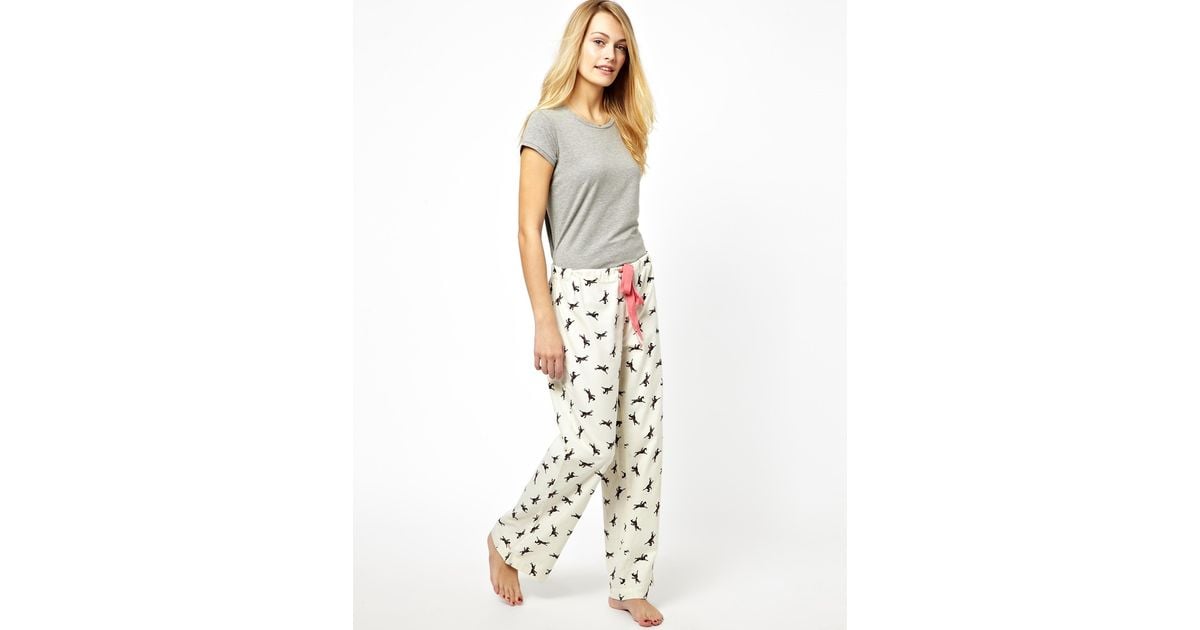 Joules Fleur Horse Print Pajama Bottoms in White - Lyst