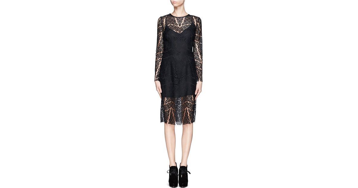Sandro Lace Overlay Dress in Black - Lyst