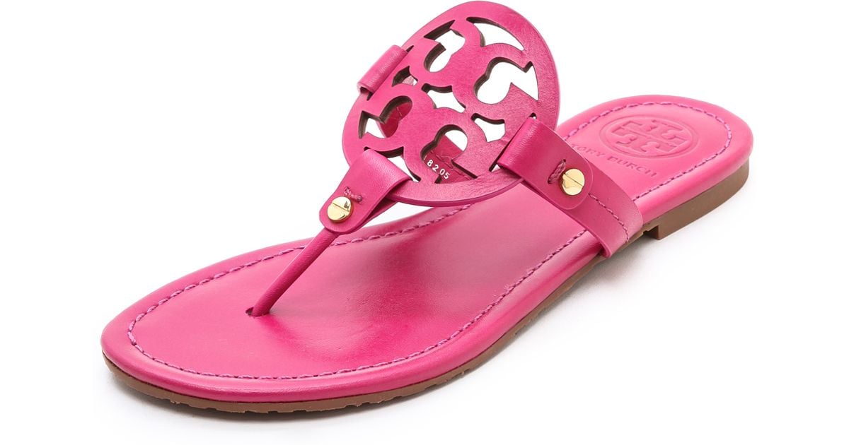 Tory Burch Miller Logo Sandals in Pink | Lyst Canada