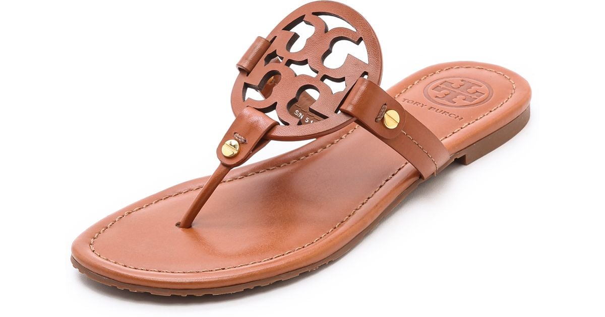 Tory Burch Miller Logo Sandals in Brown | Lyst