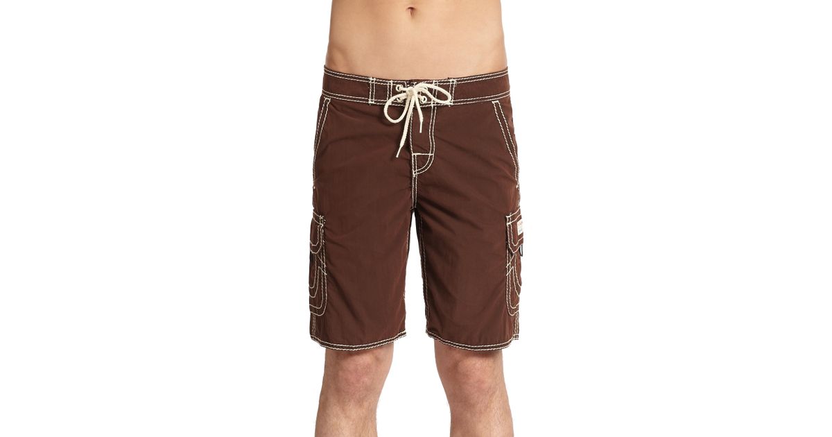 True Religion Cargo Board Shorts in Brown for Men Lyst