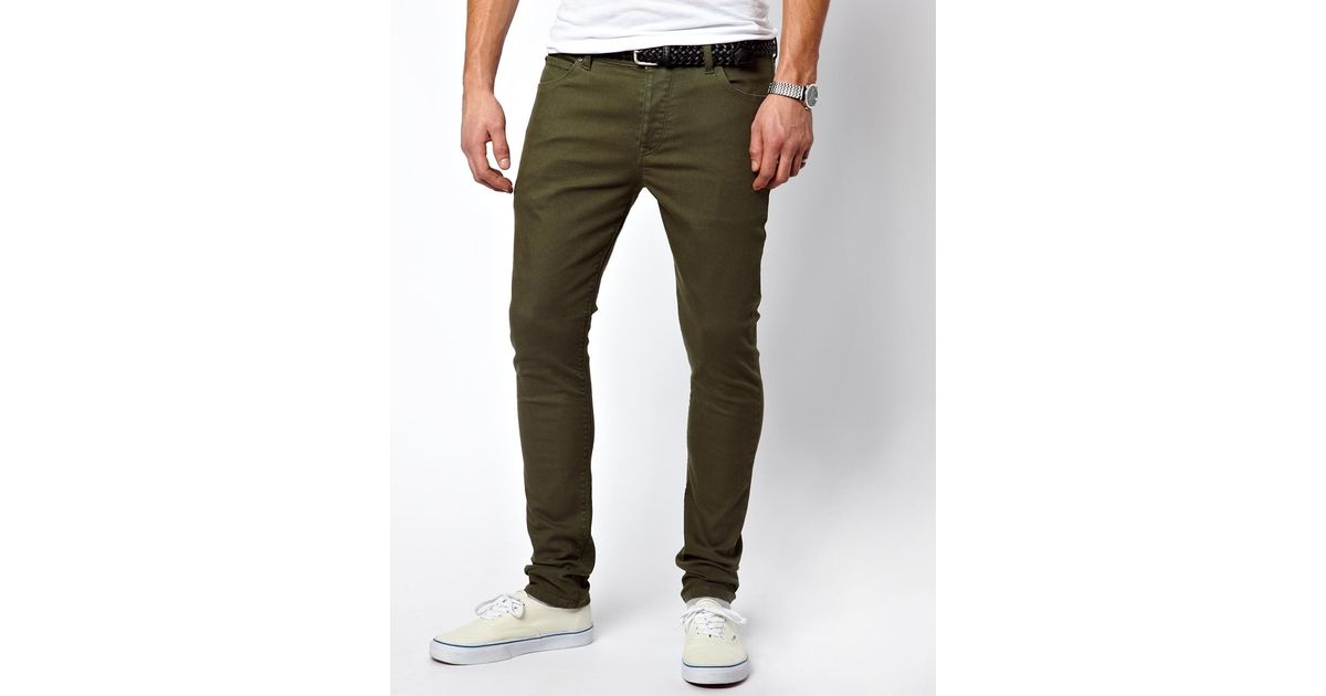 ASOS Super Skinny Jeans in Khaki (Green) for Men - Lyst