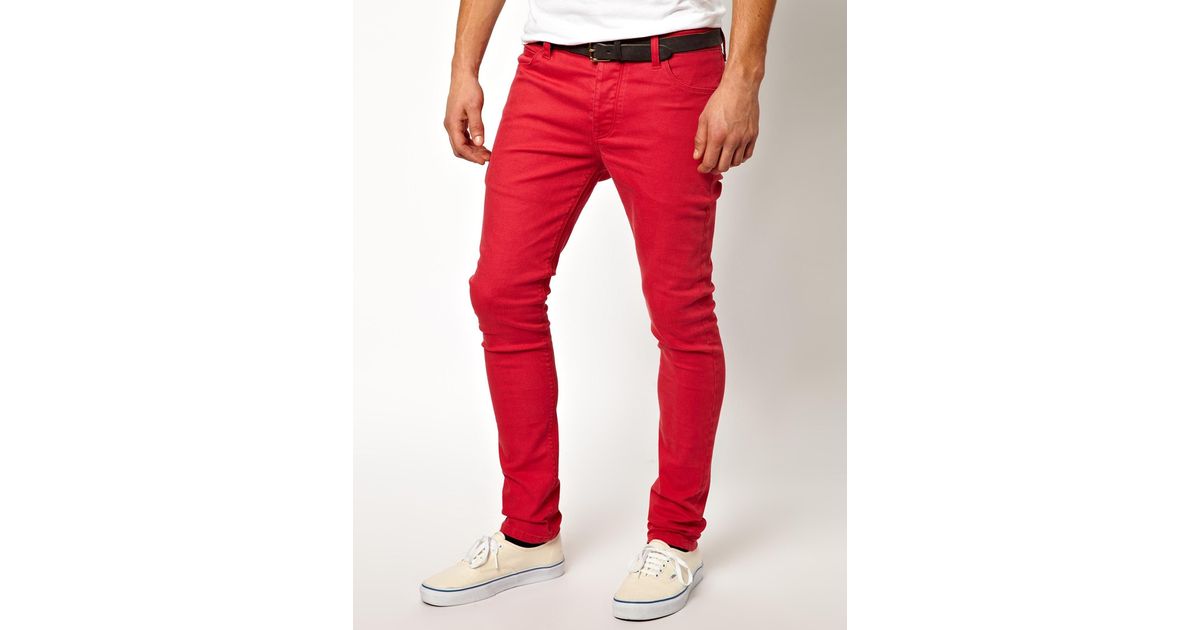 ASOS Super Skinny Jeans in Red for Men | Lyst Canada