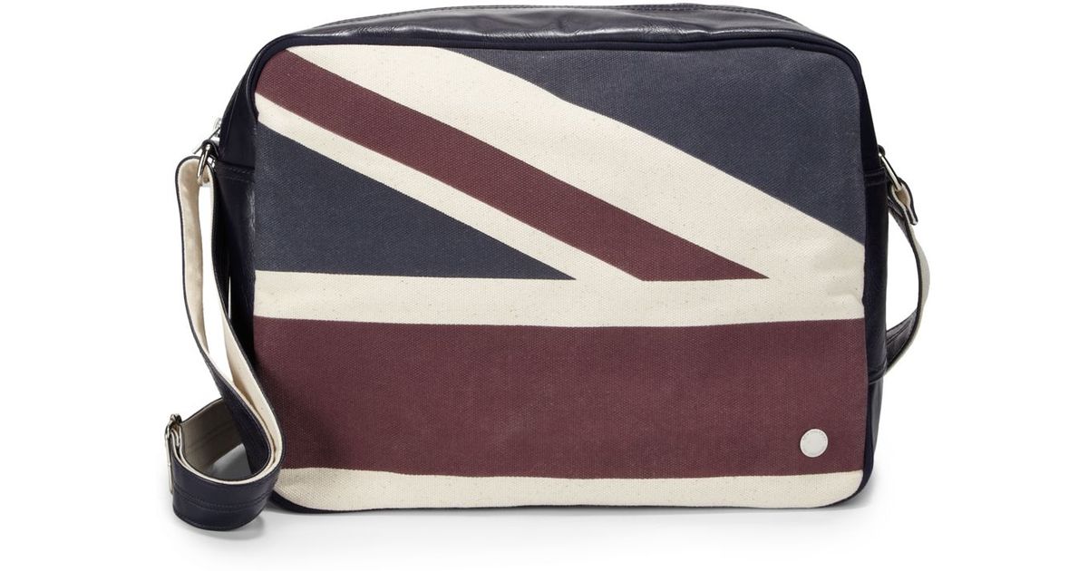 Ben Sherman Canvas Faux Leather Union Jack Messenger Bag in Navy (White)  for Men | Lyst