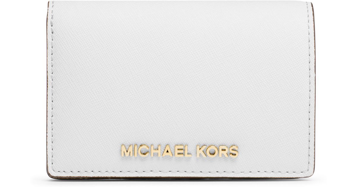 Michael Kors Michael Medium Jet Set Travel Slim Wallet in White - Lyst