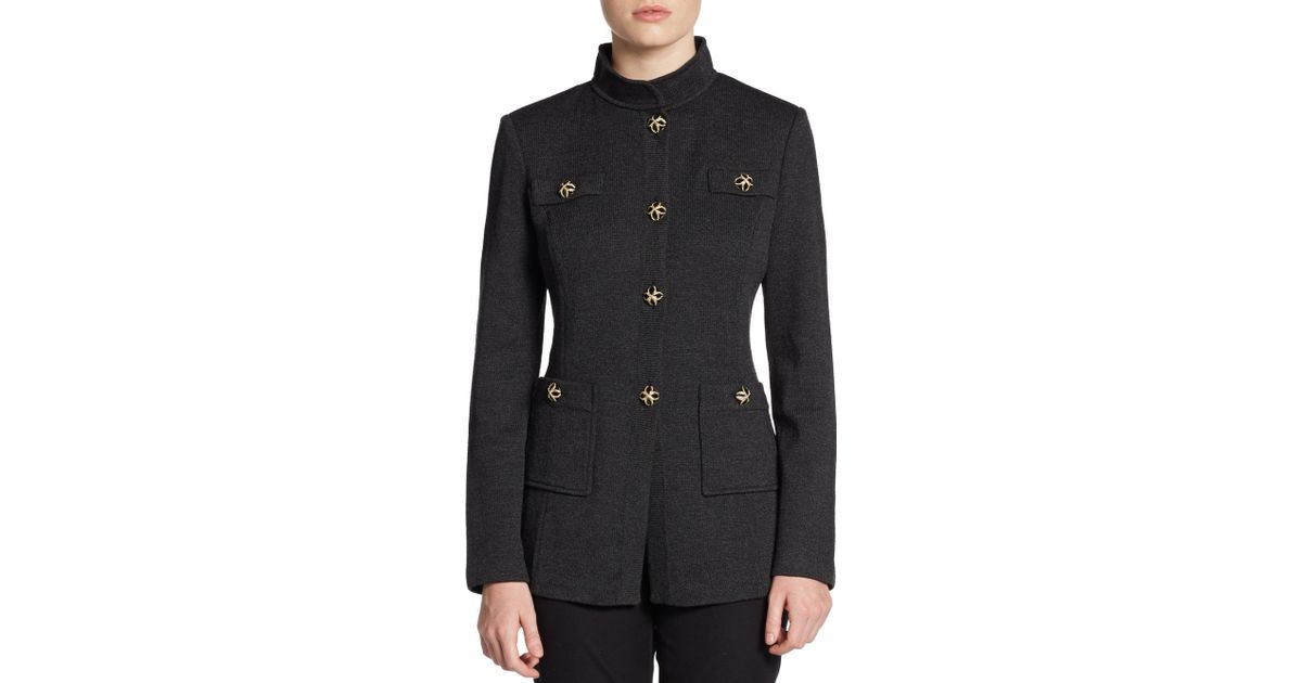Lyst St John Classic Santana Knit Jacket In Gray