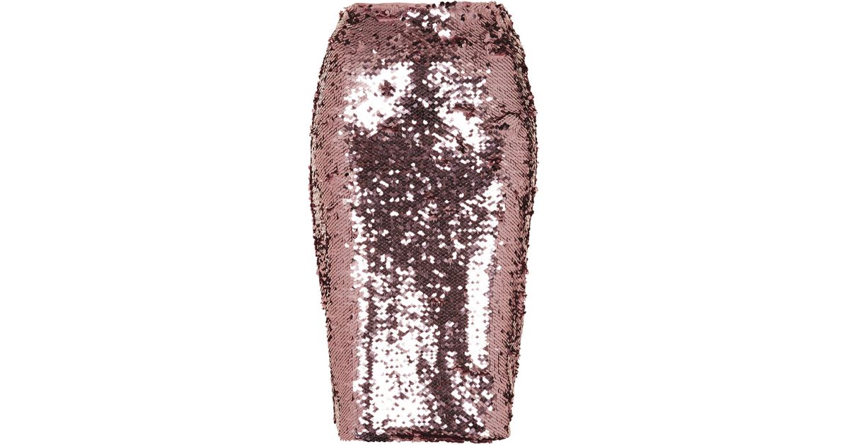 Lyst - Topshop Pink Sequin Pencil Skirt in Pink