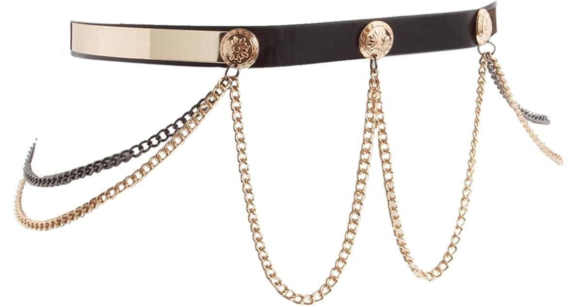 ASOS Plate and Multi Chain Waist Belt in Gold (Black) Lyst