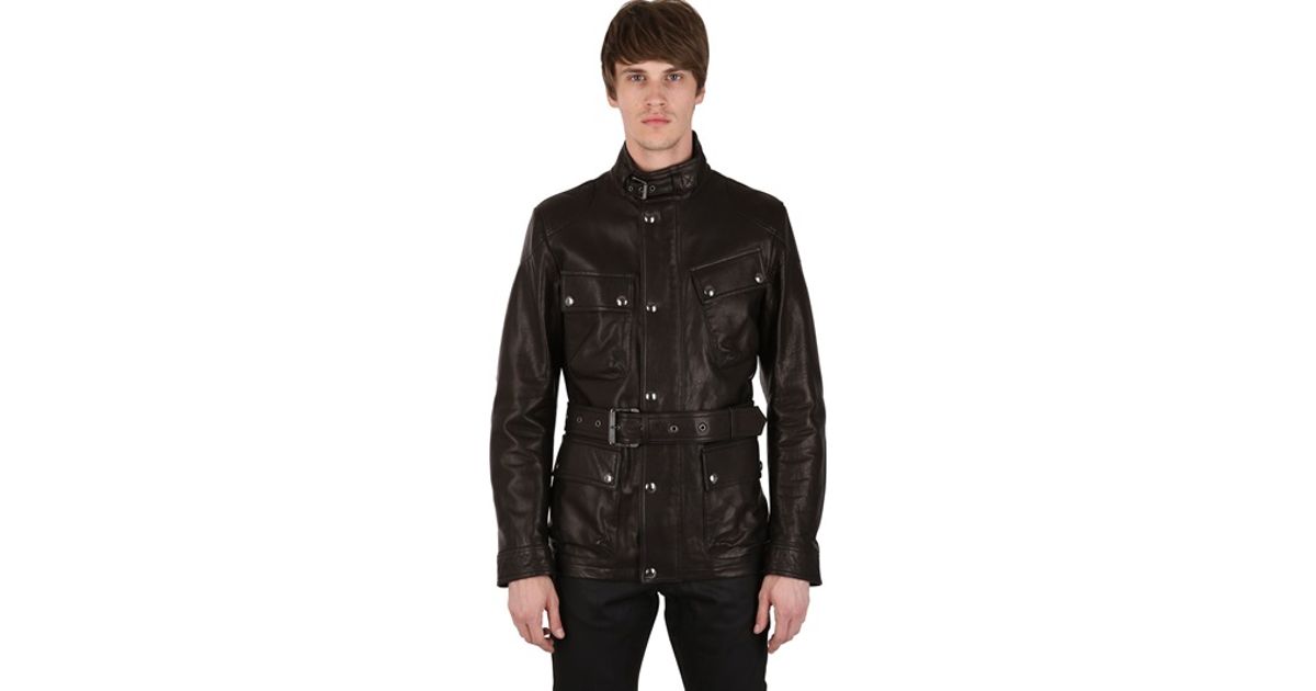 Lyst - Belstaff Circuit Pocket Belted Leather Jacket in Black for Men