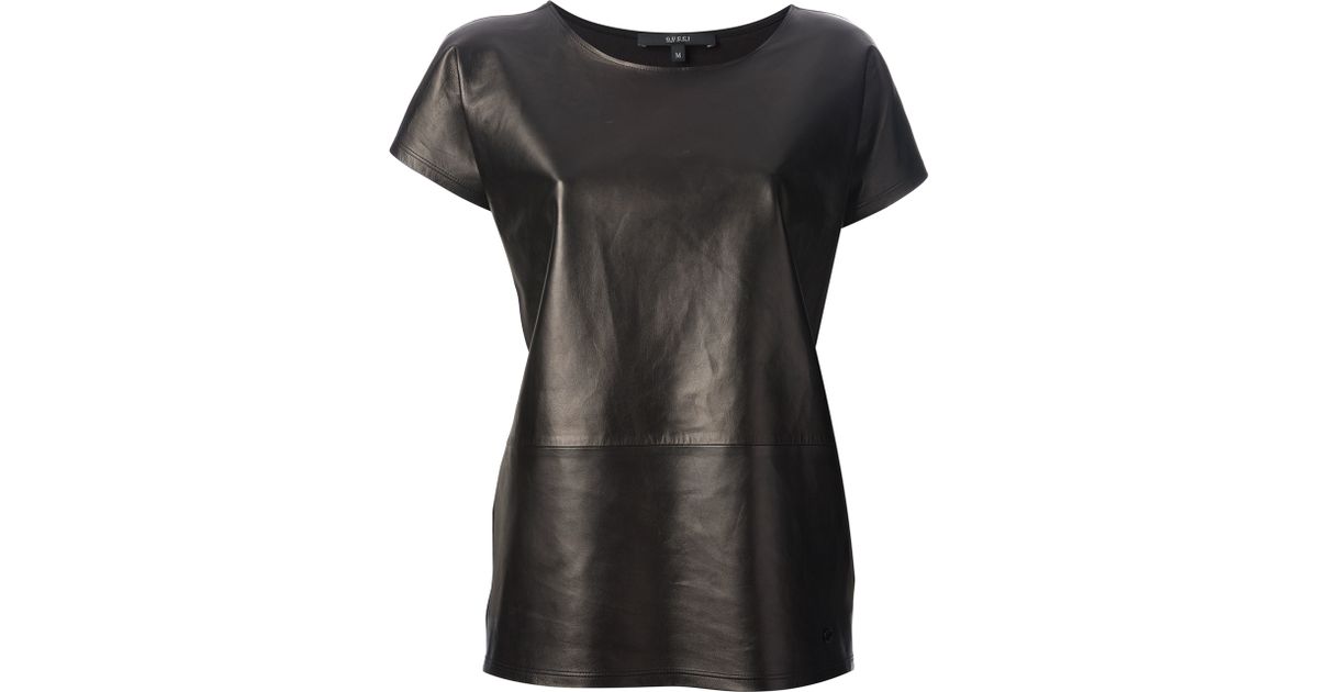 Gucci Leather T-Shirt in Black - Lyst