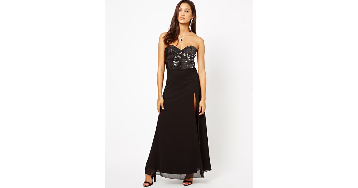 lipsy sequin bust wrap maxi dress