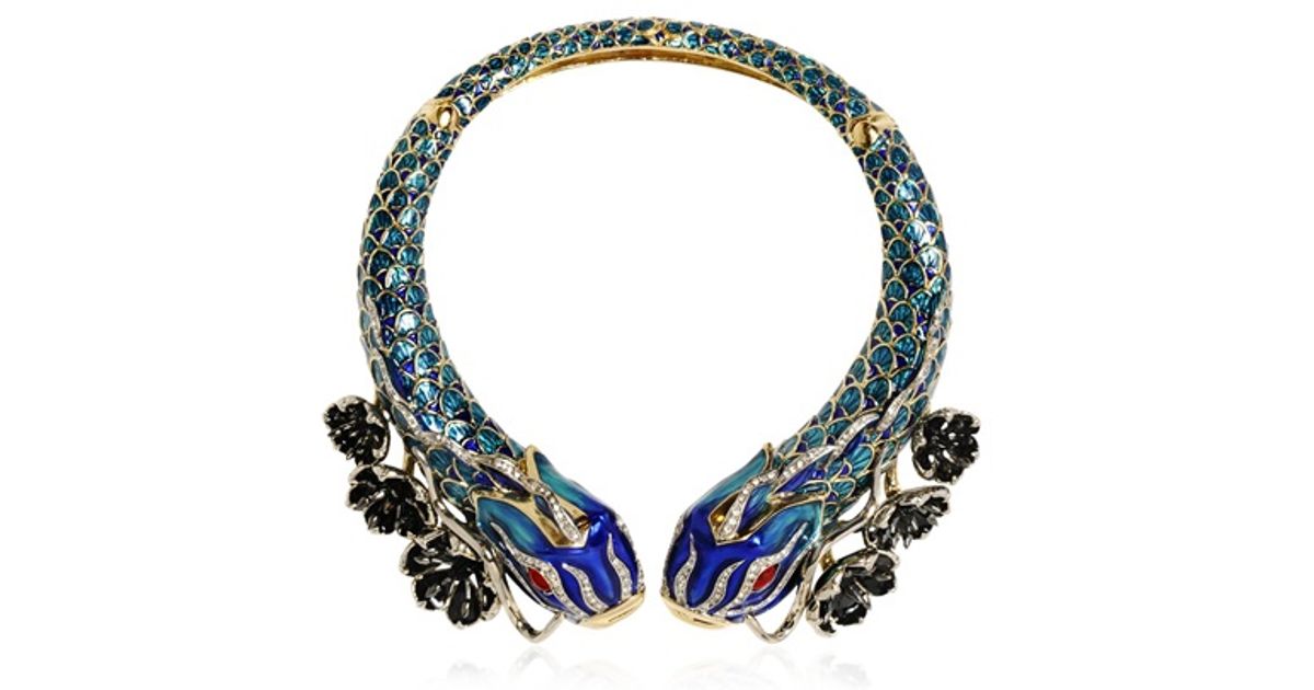Roberto Cavalli Swarovski Carp Necklace in Blue - Lyst