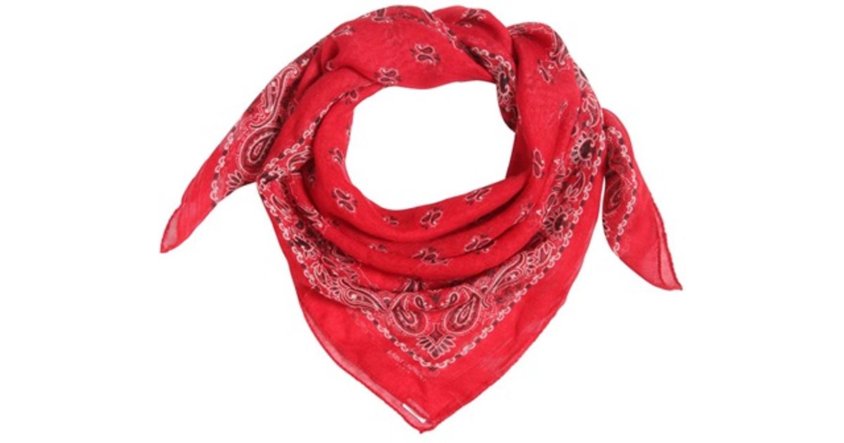 Saint Laurent Printed Silk Cashmere Bandana Scarf in Red for Men Lyst