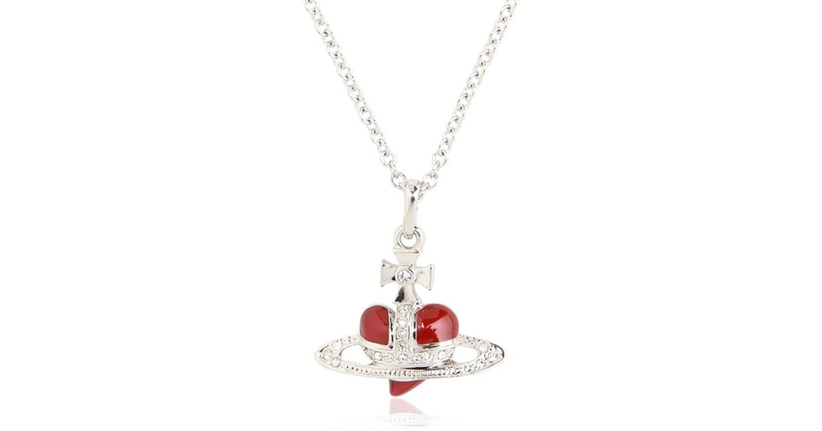 Vivienne Westwood Diamante Heart Enameled Pendant Necklace in Metallic ...