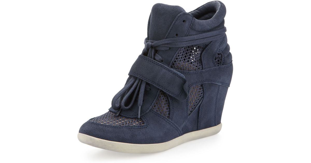 navy wedge sneakers