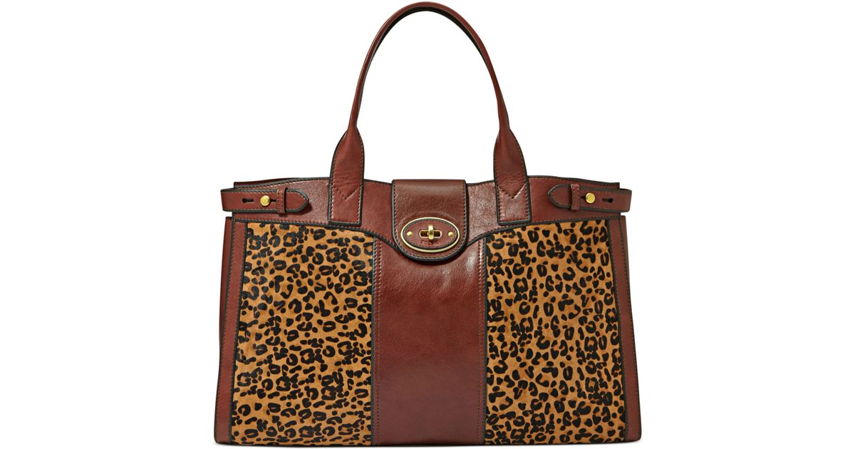 Fossil Animal-Print Leather and Calf Hair Tote | Lyst