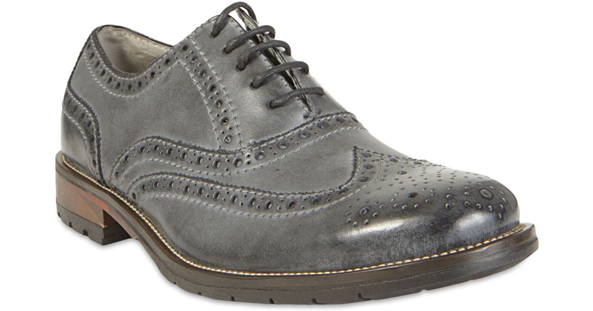Steve Madden Ethin2 Wingtip Oxfords in Grey Leather (Gray) for Men - Lyst