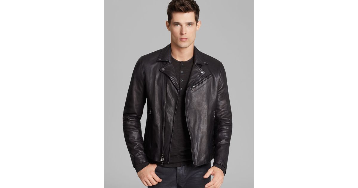 John Varvatos Luxe Leather Moto Jacket in Black for Men | Lyst