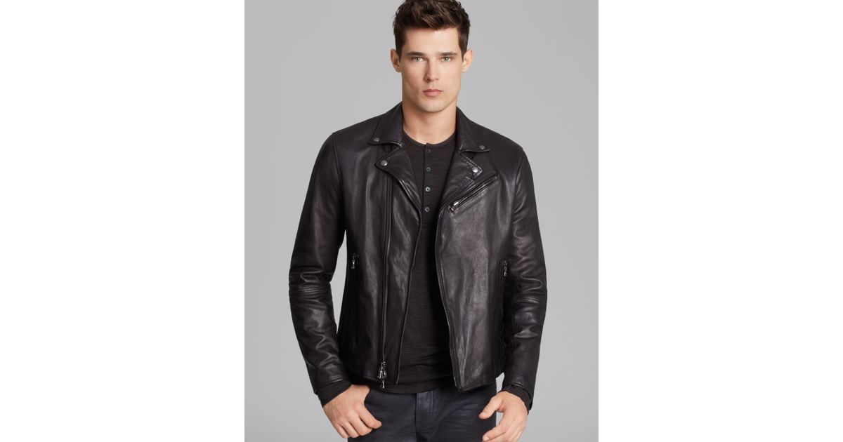John Varvatos Luxe Leather Moto Jacket in Black for Men Lyst