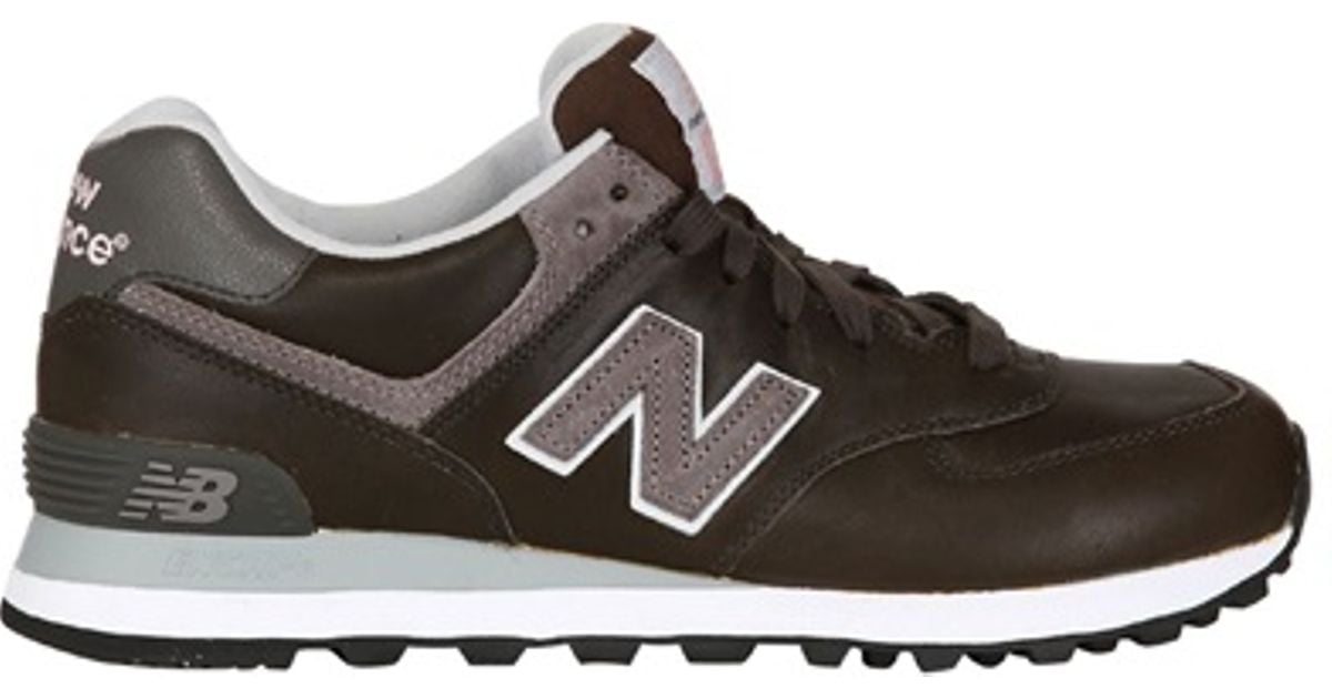 New Balance 574 Leather Sneakers in Dark Grey (Gray) - Lyst
