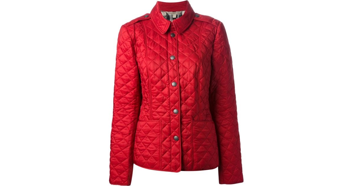 Burberry Brit Quilted Jacket in Red | Lyst