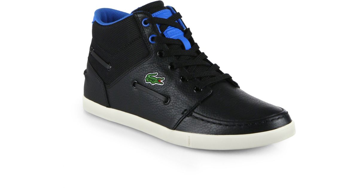 Lacoste Lem  Leather Nylon Hightop Sneakers in Black for 