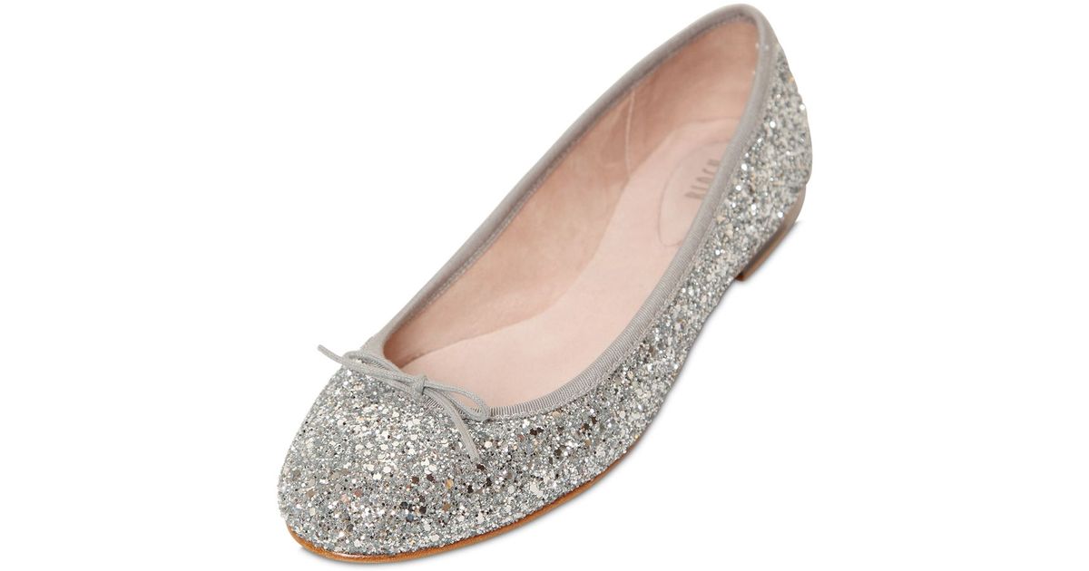 silver glitter ballerina shoes