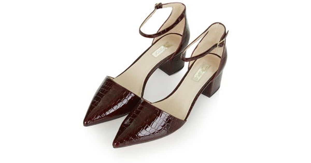 burgundy mid heel shoes
