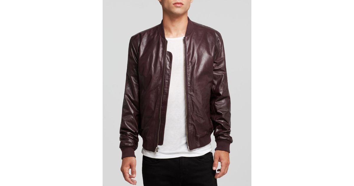 Blk dnm Leather Bomber Jacket in Red for Men Lyst