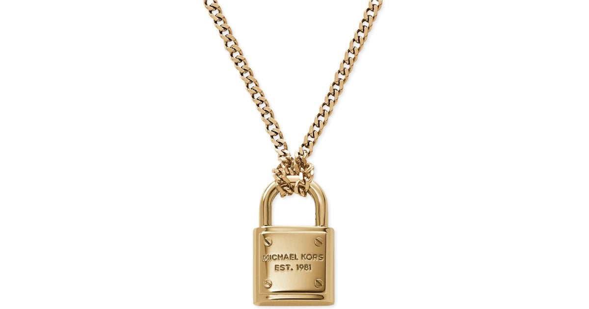michael kors gold padlock necklace