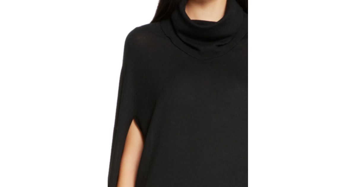DKNY Turtleneck Cape Sweater in Black Lyst