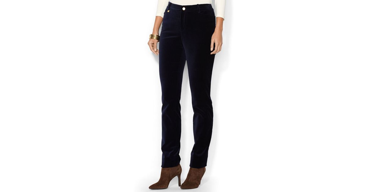 lauren ralph lauren stretch velvet straight pants