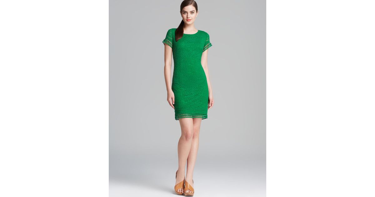 green lace shift dress