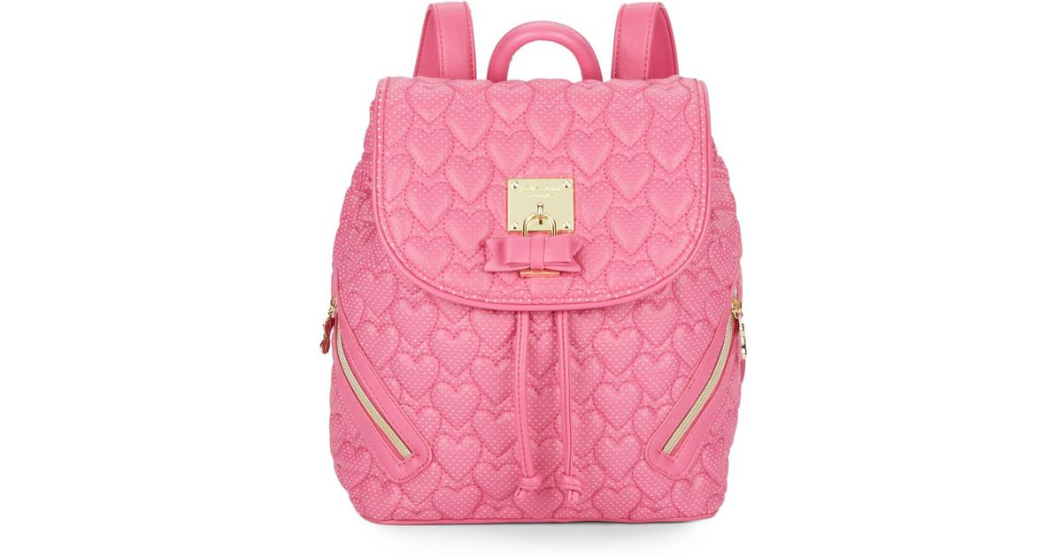 betsey johnson quilted heart backpack