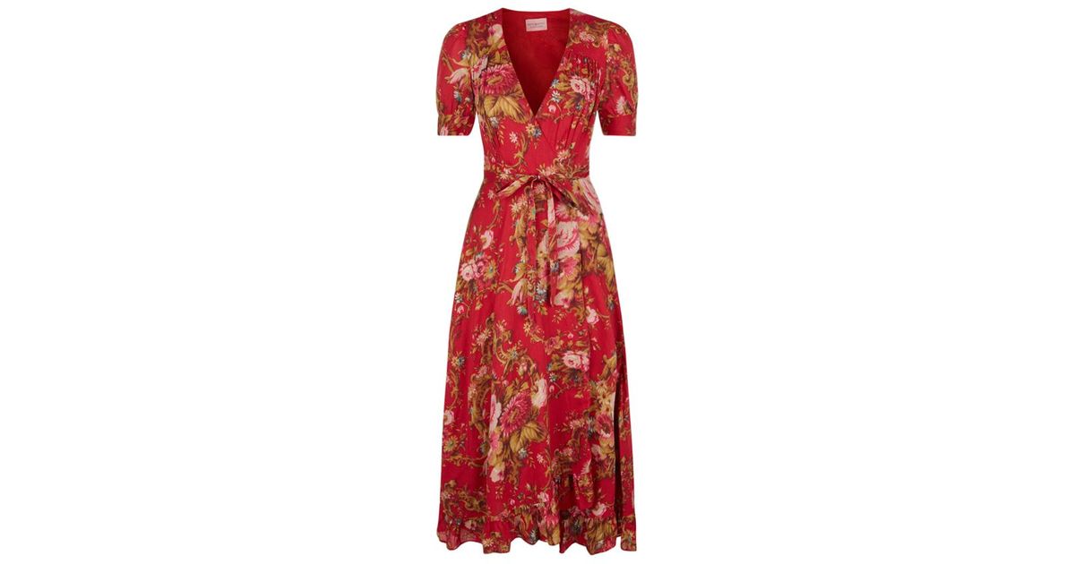 ralph lauren red floral wrap dress