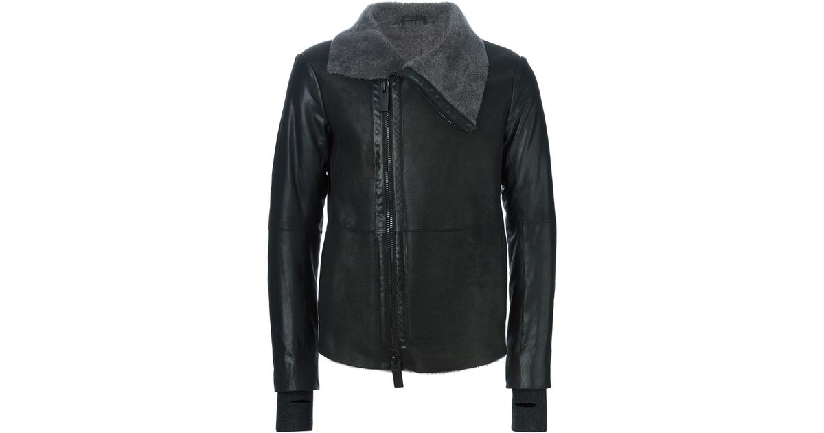 Emporio Armani Shearling Jacket in Black for Men | Lyst