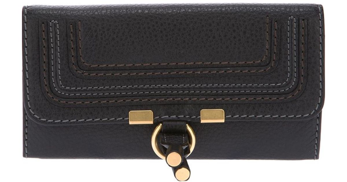 Chloé Chloé Marcie Leather Flap Wallet in Black - Lyst