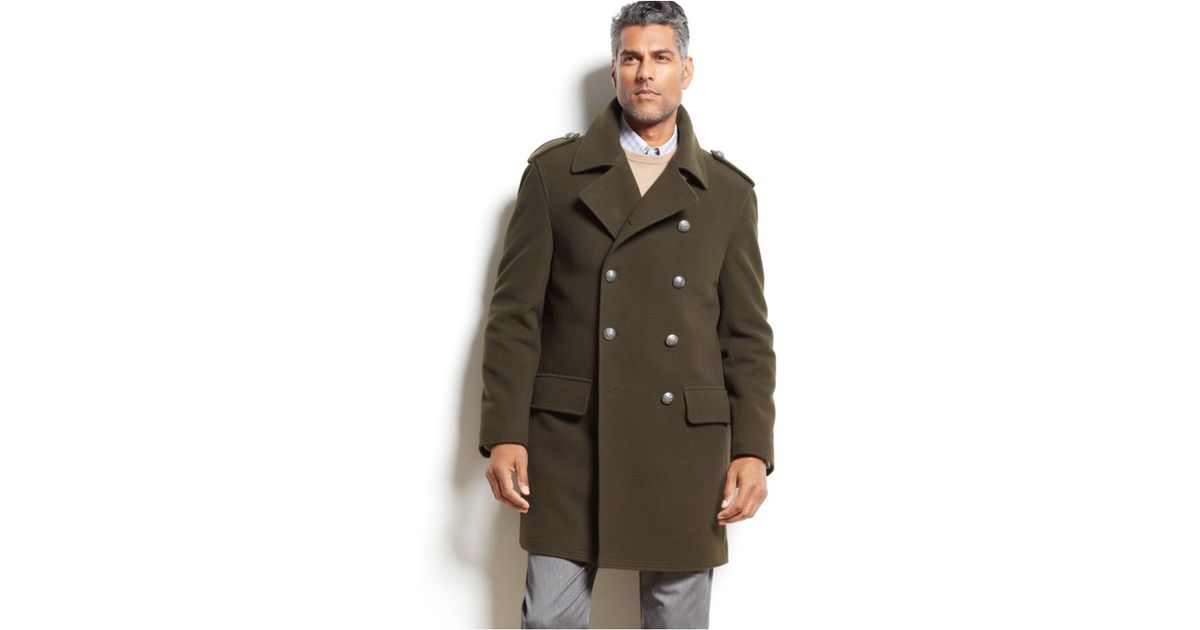 Double-Breasted Wool-Blend Peacoat 