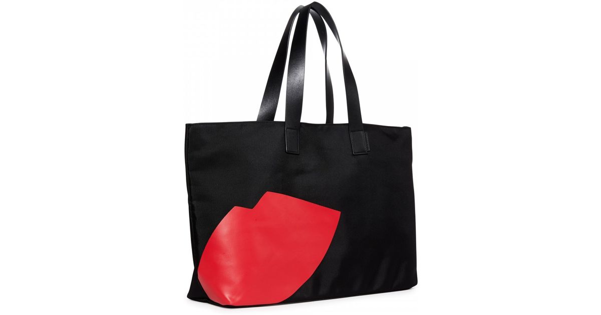 Lulu Guinness Black Abstract Lip Larysa Tote