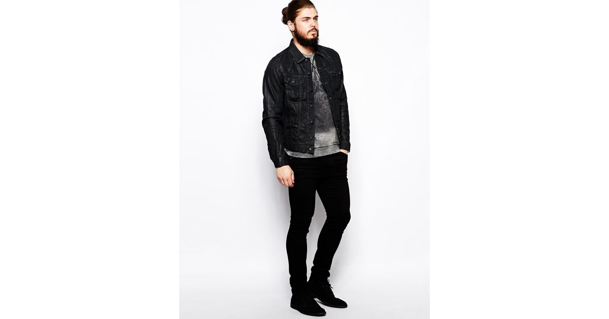 Lyst Diesel Denim Jacket in Black for Men