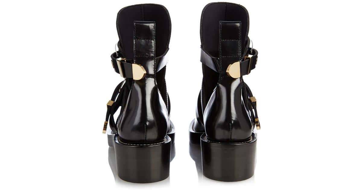 Balenciaga Ceinture Cut-out Leather Ankle Boots in Black | Lyst UK