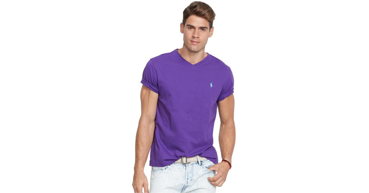 Polo Ralph Lauren Jersey V-neck T-shirt in Purple for Men | Lyst