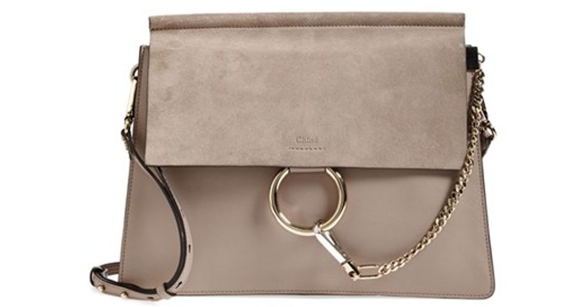 replica chloe handbags uk - Chlo \u0026#39;medium Faye\u0026#39; Leather \u0026amp; Suede Shoulder Bag in Gray (MOTTY ...