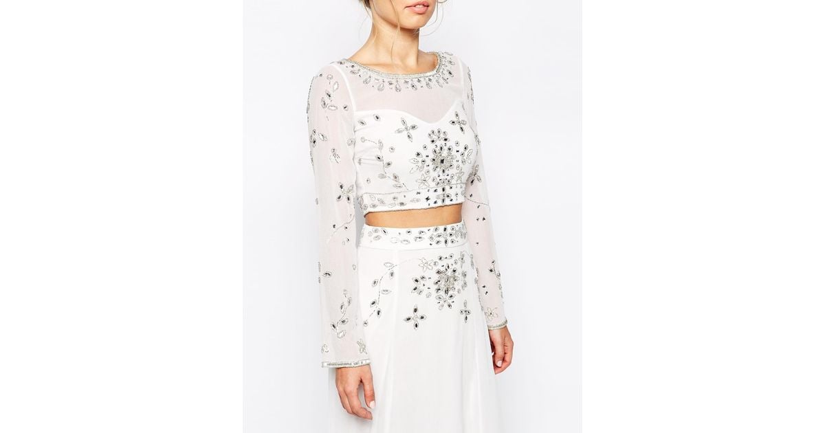 Frock and Frill High Neck Crop Top with Premium Embellishment  ShopperBoard