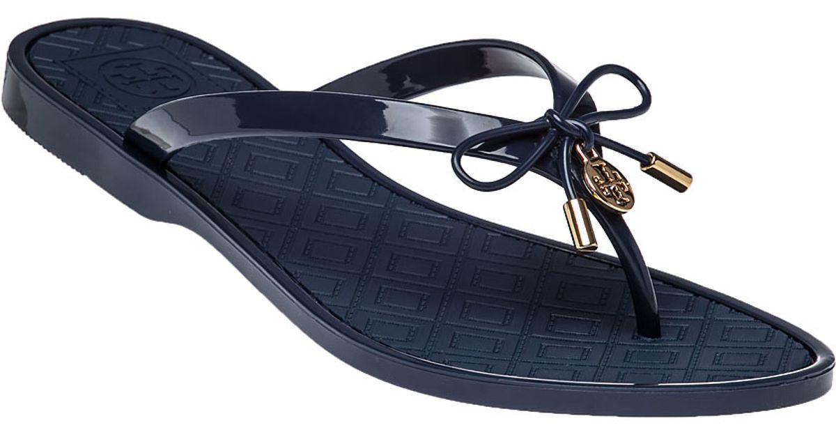 Tory Burch Jelly Bow Rubber Flip-Flops in Navy (Blue) | Lyst