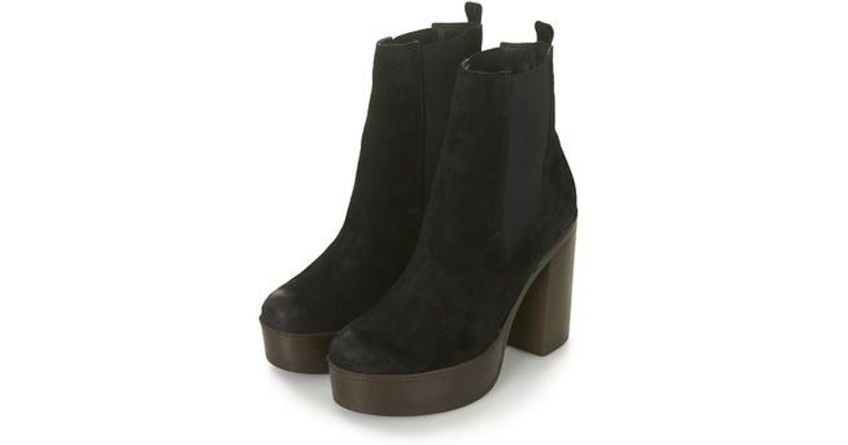 topshop black suede ankle boots