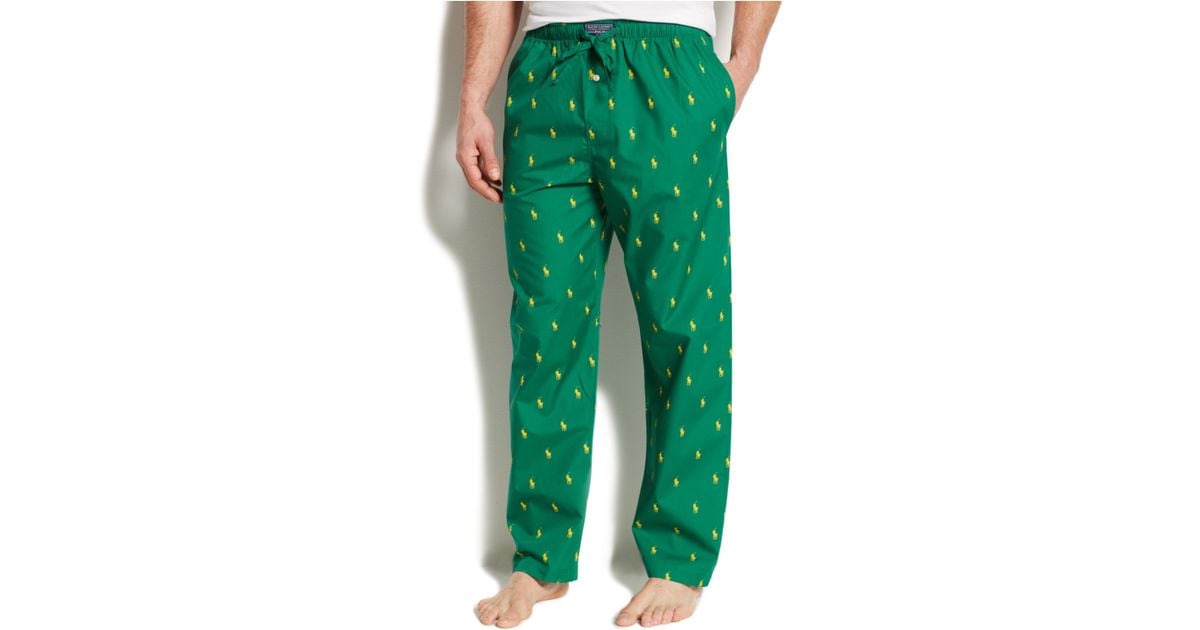 Polo Ralph Lauren Allover Pony Pajama Pants in Green for Men