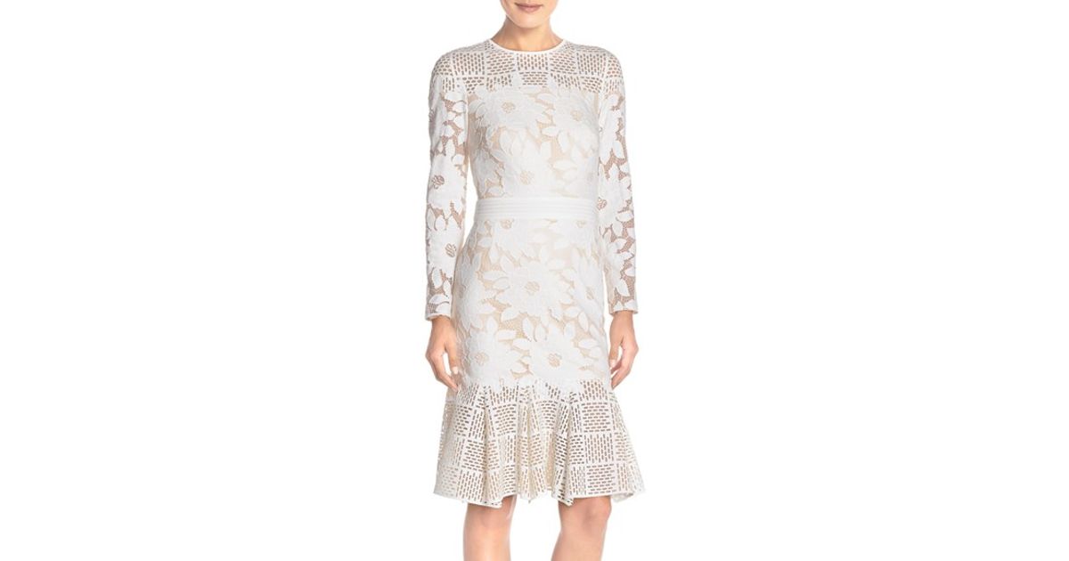 tadashi shoji white lace dress