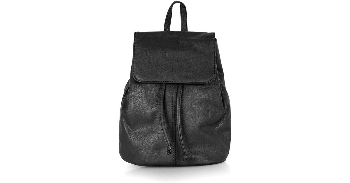 topshop black leather backpack